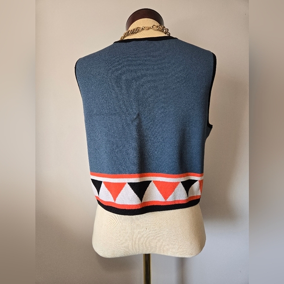 Rachel Roy Blue and Orange Geometric Vest. Size XL - Picture 4 of 8